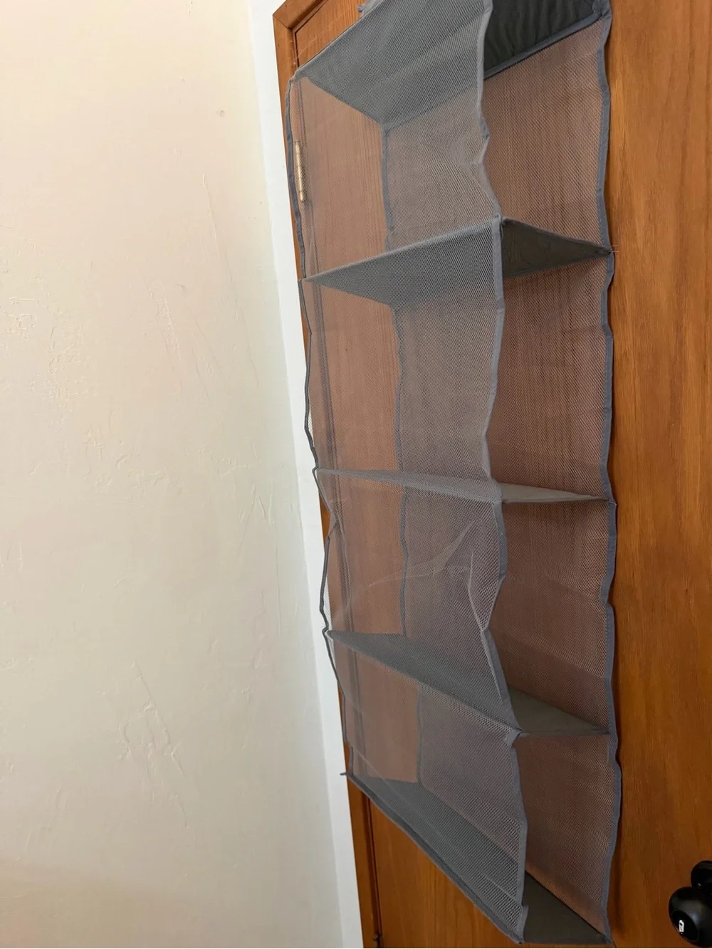 Gray Mesh Over-the-Door Hanging Organizer - Unbranded